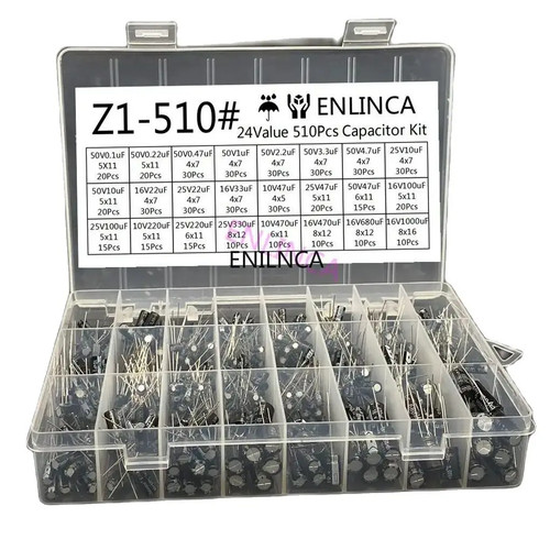 510pcs lot 1uf - 510pcs/lot, 0.1uf-1000uf