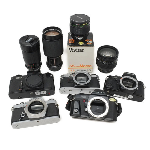 Mixed film cameras - and, lenses