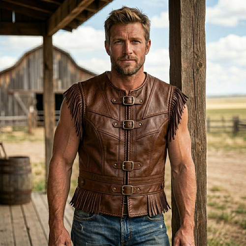 Men medieval leather vest - medieval,