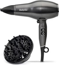 BaByliss Platinum Diamond 2300W Hair Dryer Diffuser Ionic Silver 3 Heat 2 Speed