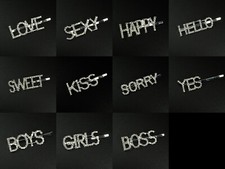 Women's Girls Rhinestone Hair Clip Crystal Gem Letters Hairpin Barrette Festival