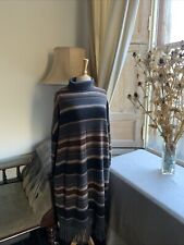 Weekend Max Mara Wool Knit Midi Dress Grey Cream Brown Striped Fringe Size Large