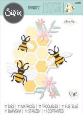 Sizzix Thinlits Bee Hive Honeycomb Hexagon Flowers Die Set Birthday Card Making