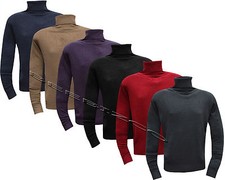  Mens Knitted Polo Roll Turtle Neck Pullover Jumper Sweater Top Winter Golf Top 