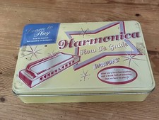 Retro 16 hole Harmonica in original tin, Robert Frederick Ltd. 2012 + guide