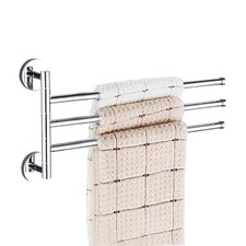 PHOEWON Swivel Towel Rail Chrome Stainless Steel Bath Rack Wall Mounted Towel