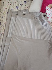 Grey Satin Look Lined Curtains