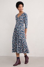 Seasalt Women's Regular Helena Midi Dress Jersey Bird Flower Galley