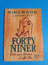 RINGWOOD brewery FORTY NINER real ale beer pump clip badge CLOSED Hampshire