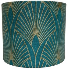 Vintage Art Deco Lampshade - Green & Gold Ceiling Light Shade Retro Style Design