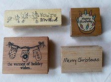 Wooden/Rubber Block Christmas & Birthday Stamps (used)