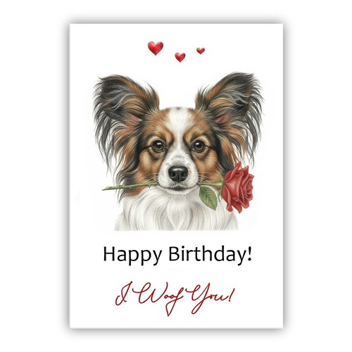 Papillon dog birthday card - birthday,