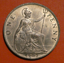 UK penny 1902 UNC nearly full
