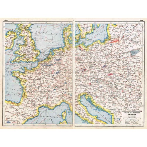 Antique map 1920 industrial - map,
