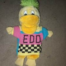 BBC Edd The Duck Golden Bear Plush Hand Puppet 1990 Retro Beak Squeaks