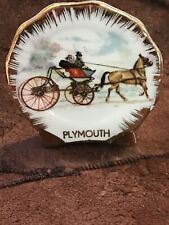 Mini Plaque Bud Vase Souvenir From Plymouth Horse And Carriage 2” White