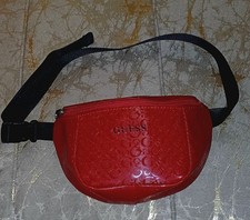 GUESS Women's Waist/Bum Bag Red Patient with Black Strap NWOT