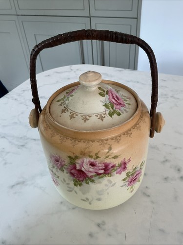 Floral decorated biscuit jar - ,