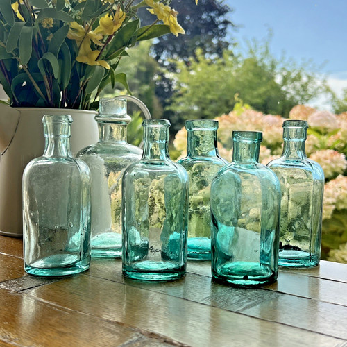 Round aqua green glass - glass, old