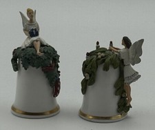 Two Vintage Sterling Classic Christmas Fairy Thimbles