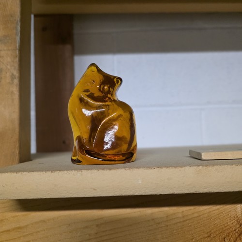 Blenko tangerine glass cat - tangerine,