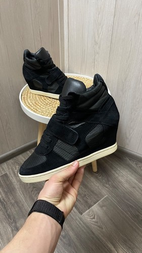 Ash bowie black - suede, wedge