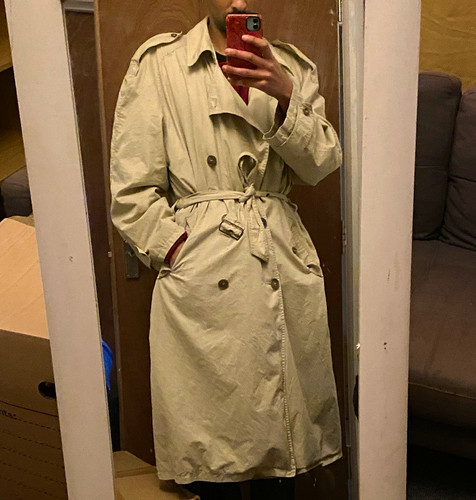 Beige double breasted belted - beige, double-breasted