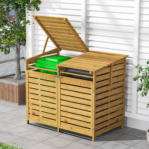 Double wooden wheelie bin - double,