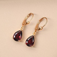 18K Gold Red Garnet Teardrop