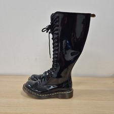 Dr Martens 1b60 20 Holes Knee High Black Patent Leather Tall Boots Uk 4 Eu 37