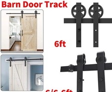 6/6.6FT Sliding Wood Barn Door Track System Kit Hardware Set Stainless Steel UK