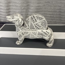 Next Dachshund Dog Sculpture - Pop Art Newspaper Covered Resin Coasters