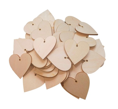Wooden plywood heart 5 cm - wooden,