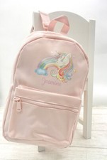 Personalised Pink Rainbow Unicorn Back Pack Backpack, Back to School