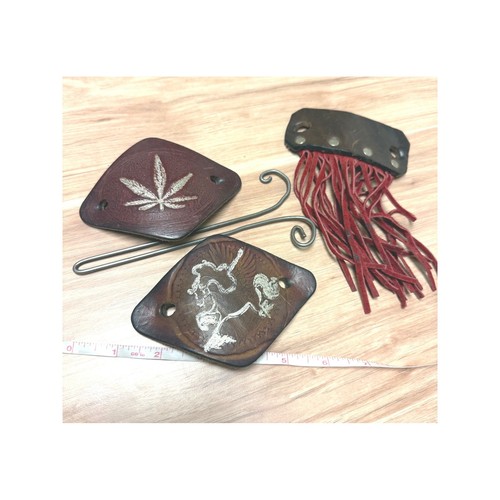 Vintage leather hair slide - leather,