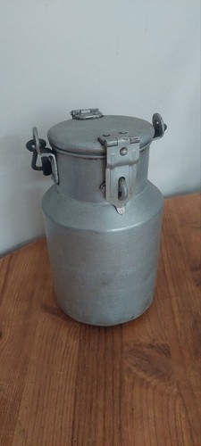 Vintage small aluminium milk - small,