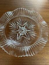 Stunning Vintage Glass Fluted Edge Circular Cake Plate maybe for Christmas table