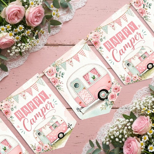 Happy camper bunting caravan - camper,