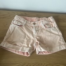 Zara Girls Age 9-10 Peach Stone Wash Denim Shorts Summer Beach Holiday