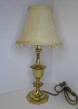 Vintage Brass Octagonal Candlestick Style Table Lamp Base & Fabric Shade