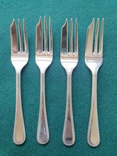 Vintage SHEFFIELD Bead Pastry Fork x 4 Silver Plated Cutlery