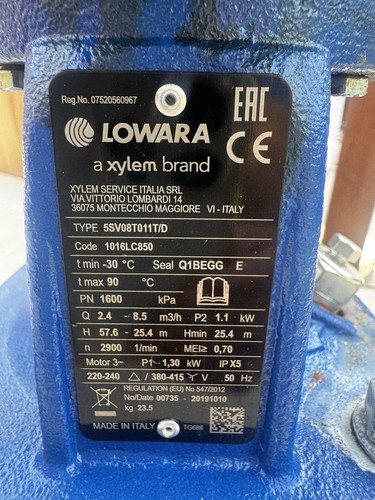 Lowara 5sv08t011 code - t/d,