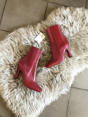 Zara red stttch leather - leather, high