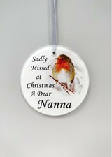 Robin Glass Christmas Tree Hanging Plaque/Decoration Memorial Xmas Bauble