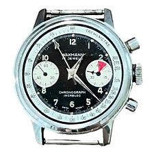 Vintage Wakmann 36mm Chronograph Stainless Steel Watch For Repair Valjoux
