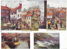 Complete Set 6 Tuck's Artist Drawn Postcards of Whitby - The Harbour etc