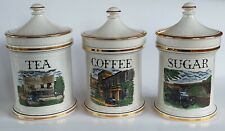 1963 Portmeirion Midlands Vintage Car Apothecary Jar TEA, COFFEE & SUGAR Set 