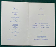 Antique Signed Menu Lord Patrick Lichfield & Sister Lady Elizabeth Shakerley