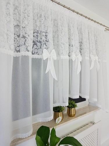 Ready made warm white voile - ready,