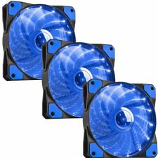 3 pcs PC Case Cooling Fan Gaming Computer Blue LED 120mm Silent 4-Pin Connector